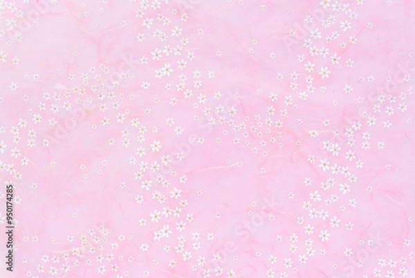 Fototapeta 小花柄のピンクの雲龍和紙の背景