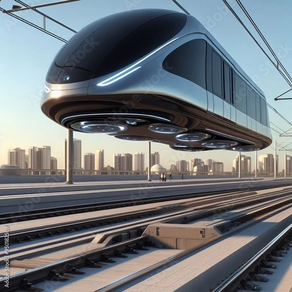 Obraz Futuristic Hover Tram Designed to look like it's floating with a