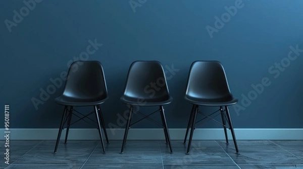 Fototapeta Blank sign displayed on an empty chair to advertise a new job opening in a modern office