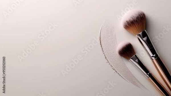Fototapeta make up brushes on white background