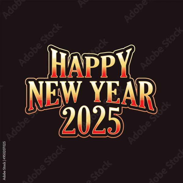 Fototapeta Retro style letter and number Happy New Year 2025 element design