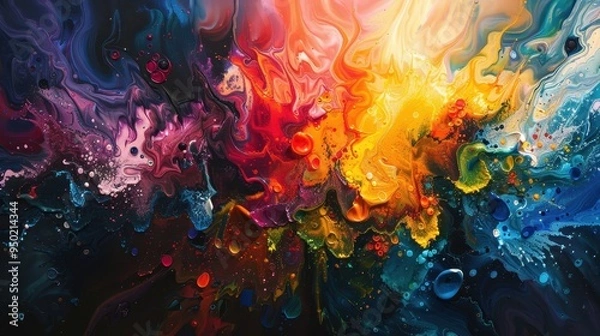 Fototapeta Vibrant abstract art piece showcasing swirling colors and dynamic fluid patterns