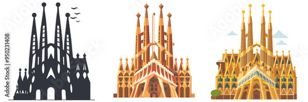 Fototapeta A simple vector icon illustration depicting the group of Sagrada Familia for a website isolated white background