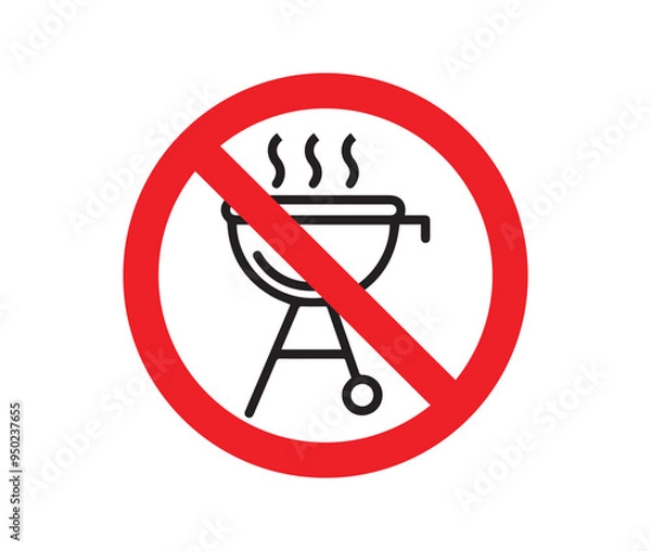 Obraz No grill vector sign, bbq forbidden icon