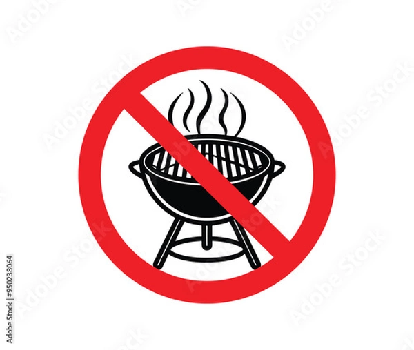 Obraz No grill vector sign, bbq forbidden icon