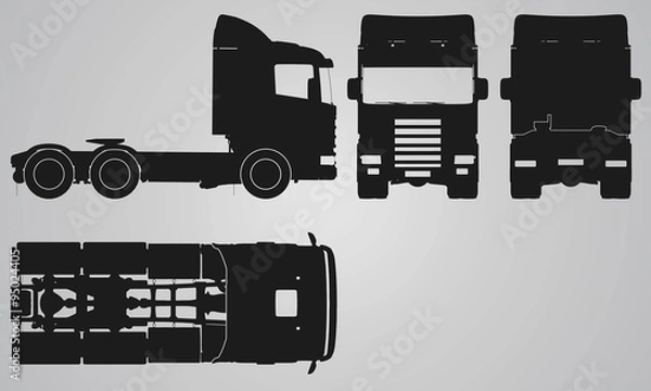 Obraz Front, back, top and side truck without trailer projection