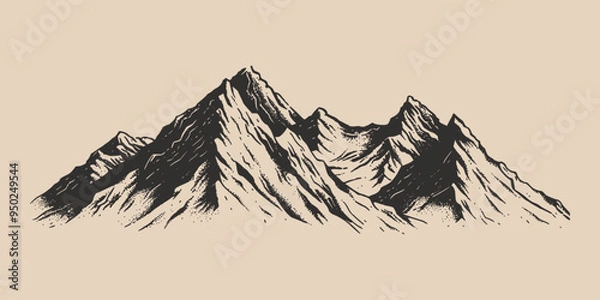 Obraz Vintage retro engraving woodcut style sketch draw paint of mountain rock hill peak