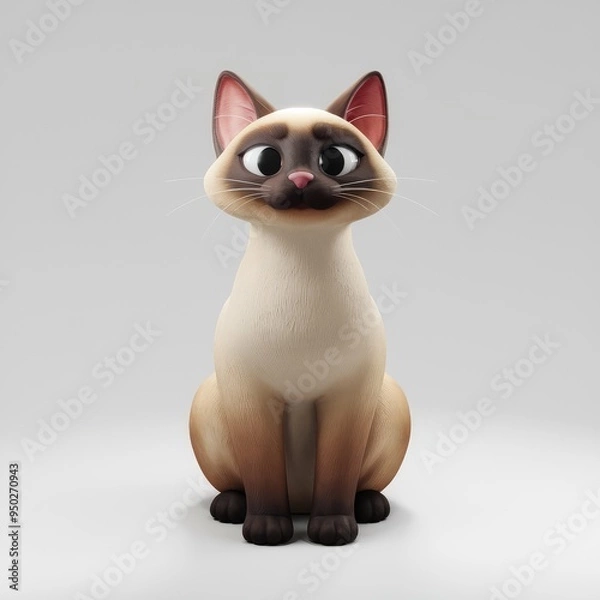 Obraz Siamese Cat Cartoon 3D