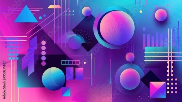 Fototapeta Gradient geometric shapes forming a dynamic pattern