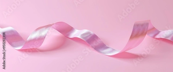 Fototapeta Pink Satin Ribbon on Pink Background