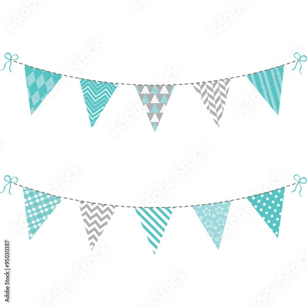 Obraz Aqua and Grey Bunting Flag set