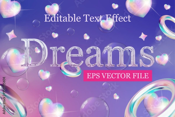 Obraz Dreams chrome holographic editable vector text effect