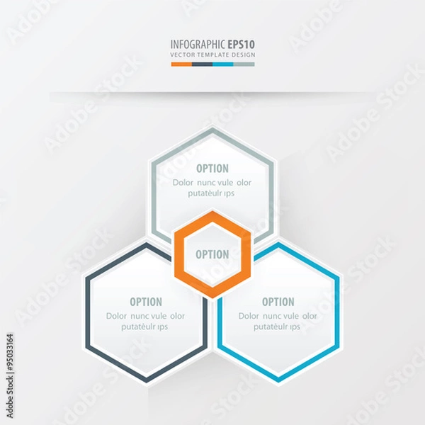 Fototapeta Hexagon vector design  Orange , blue, gray color