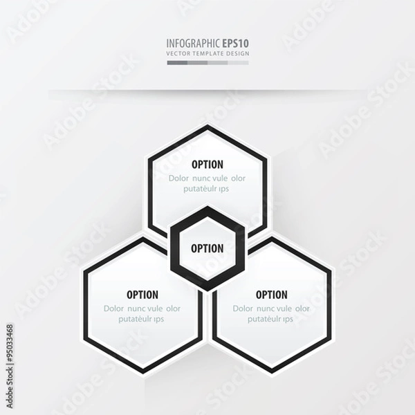 Fototapeta Hexagon vector design  black and white color