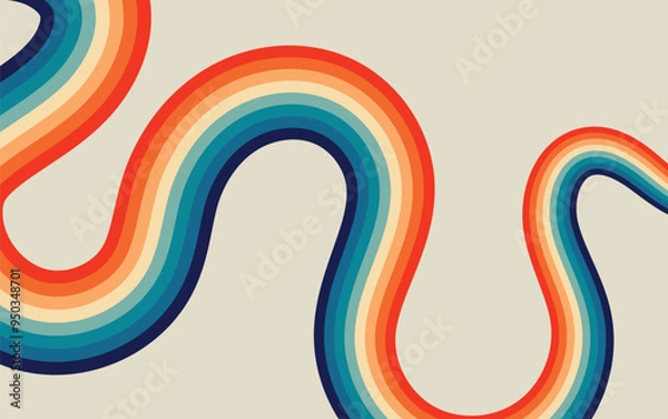 Fototapeta Groovy retro background pattern Vintage grunge colorful stripes background