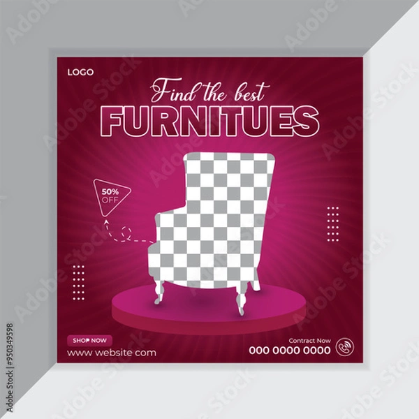 Obraz Modern furniture social media and  post design,