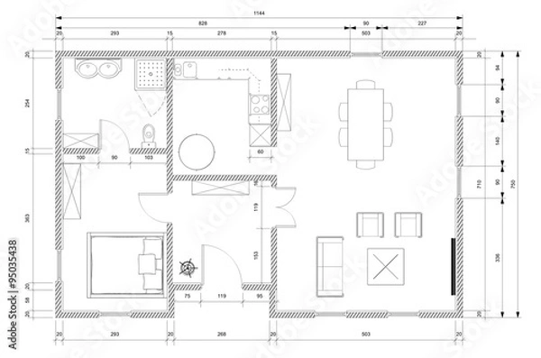 Fototapeta Plan architektoniczny budowy domu