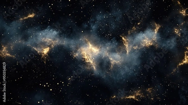 Fototapeta Whispers of the Void: Enigmatic dark space with faint, shimmering lights and soft, ghostly mists, evoking a celestial mystery.