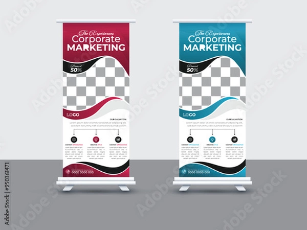 Obraz Modern trendy corporate business marketing x stand roll up pull up signage retractable banner design,