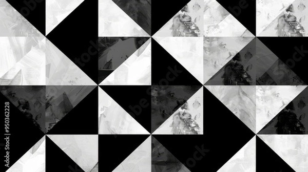 Fototapeta Sleek Black and White Geometric Pattern