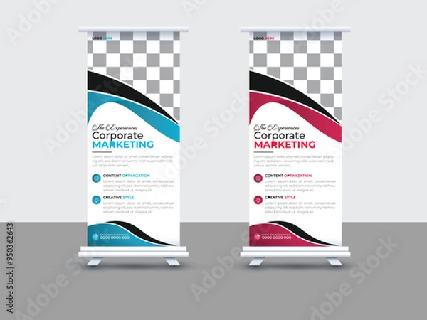 Obraz Creative corporate roll up banner eye catchy gradient multiple color banner design vector template