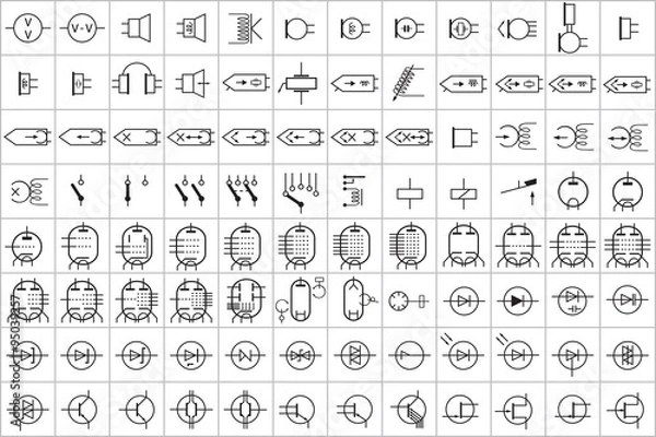 Obraz 96 Elektroniczne i elektryczne Symbol Vector Vol.2