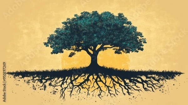 Obraz Abstract Tree Roots Silhouette Art Print