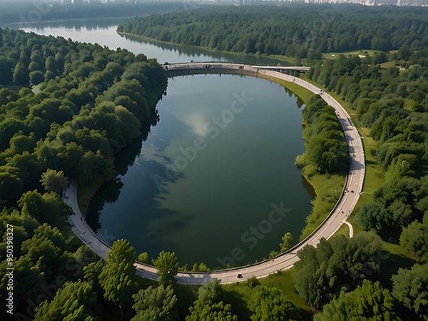Fototapeta Green around the reservoir