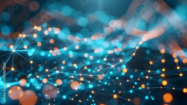 Obraz abstract digital connection dots and lines technology background network connection structure plexus effect 