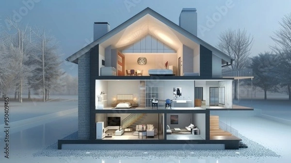 Obraz Empty house cross section