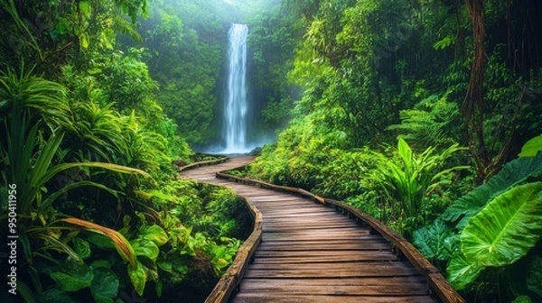 Obraz Tranquil Jungle Waterfall