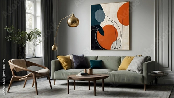 Fototapeta Organic Harmony - Abstract Shapes Elevate Modern Living Room