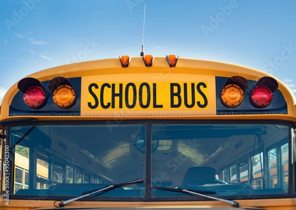Obraz Widok z przodu żółtego autobusu szkolnego