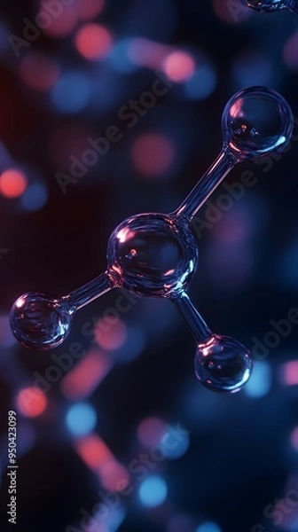 Fototapeta Molecular Bonding: Close-up of molecular structures bonding, with glowing.
