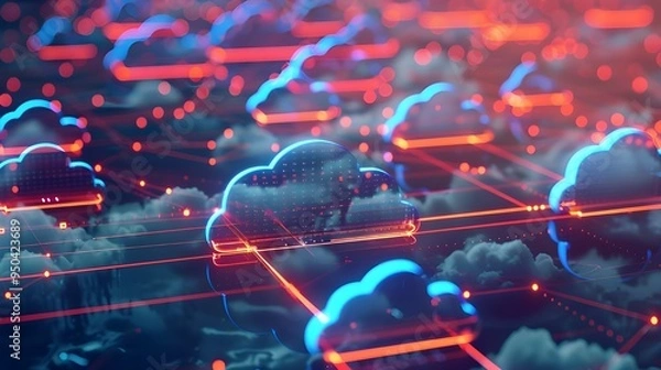 Obraz abstract digital connection dots and lines technology background network connection structure plexus effect 