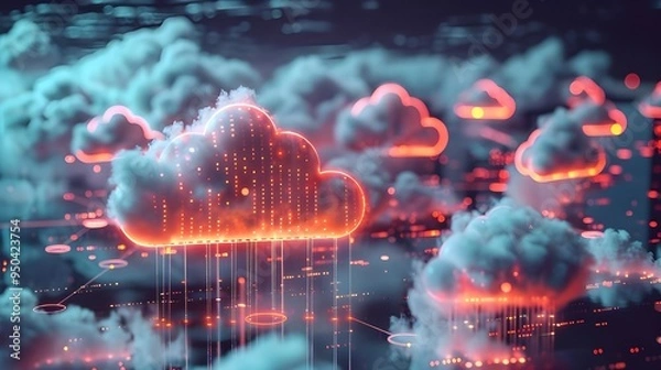 Obraz abstract digital connection dots and lines technology background network connection structure plexus effect 