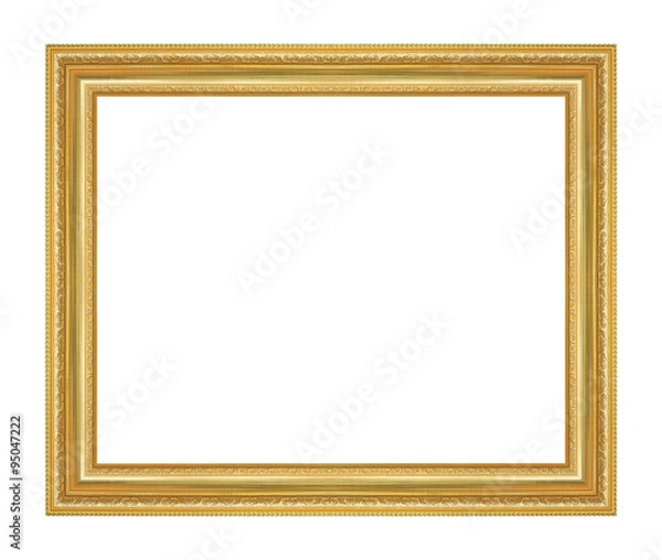 Fototapeta The antique gold frame on the white background
