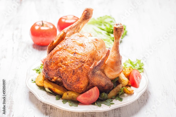 Fototapeta The roasted chicken
