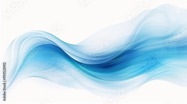 Obraz Chill blue air currents. Abstract light breeze effect, wind, and streams of fresh airflow. Design element on a white background.
