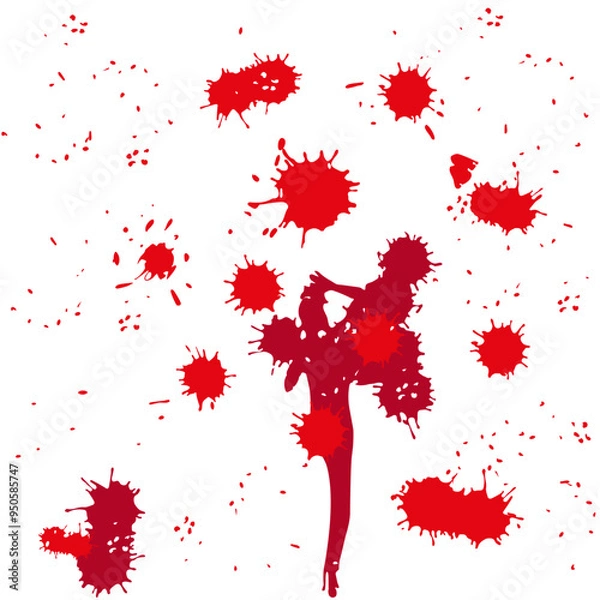 Fototapeta Diverse Blood Splatter Patterns Set for Crime and Horror Design Elements. Dirty collection of paint splatter imitating blood, cut marks, splashes, drops, blots, spray. Isolated vector