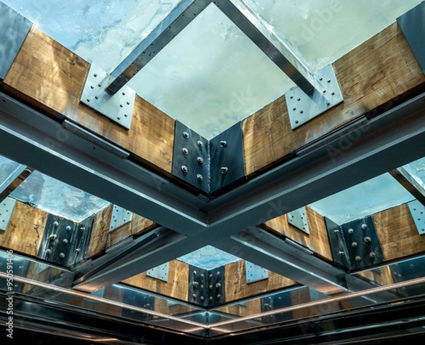 Obraz Metal pool structure seen from underwater