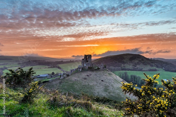 Obraz Corfe Castle Sunset