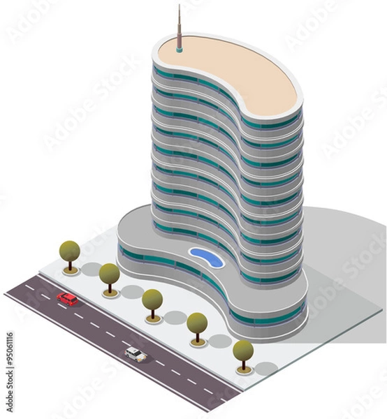 Obraz Vector Isometric Hotel Apartment Building