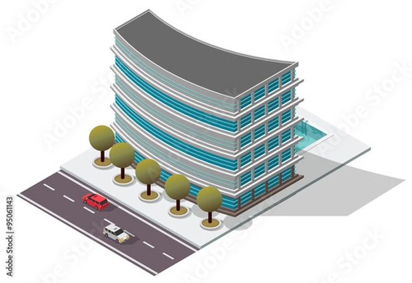 Obraz Vector Isometric Hotel Apartment Building