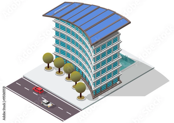 Obraz Vector Isometric Hotel Apartment Building