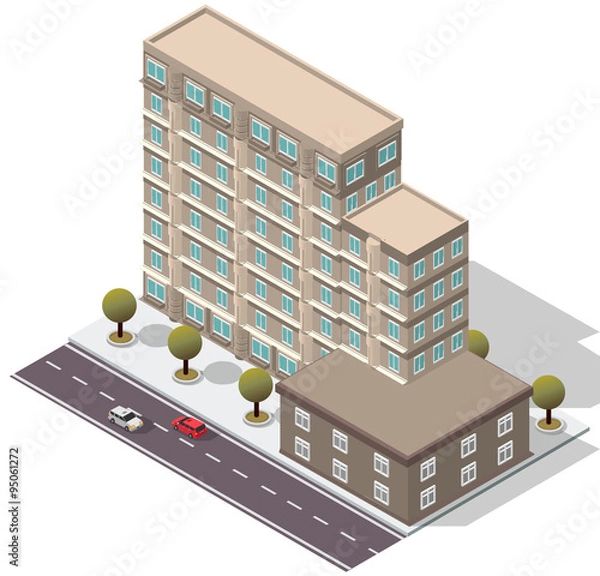 Obraz Vector Isometric Hotel Apartment Building