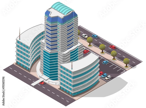 Obraz Vector Isometric Hotel Apartment Building