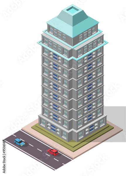 Obraz Vector Isometric Office Workplace Building