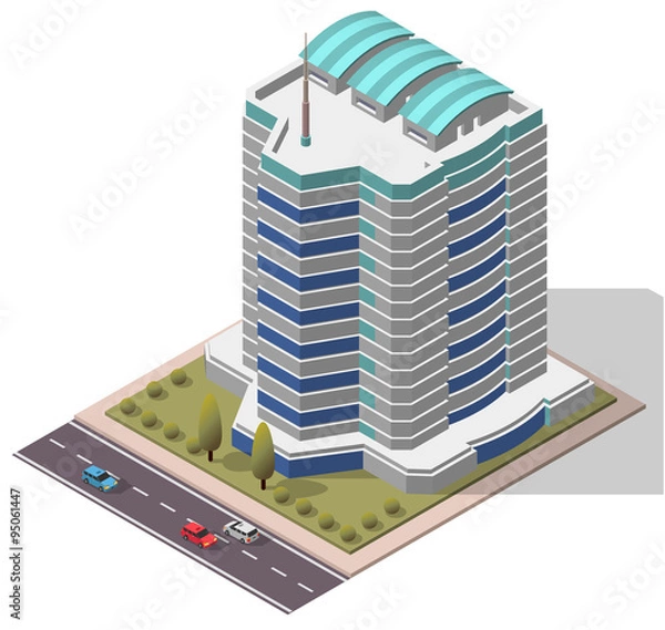 Obraz Vector Isometric Office Workplace Building
