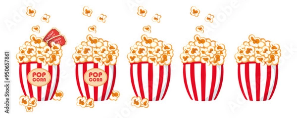 Fototapeta Full bucket of popcorn. Vector illustration.